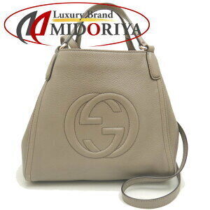 GUCCI Soho Handbag Leather Greige Gray